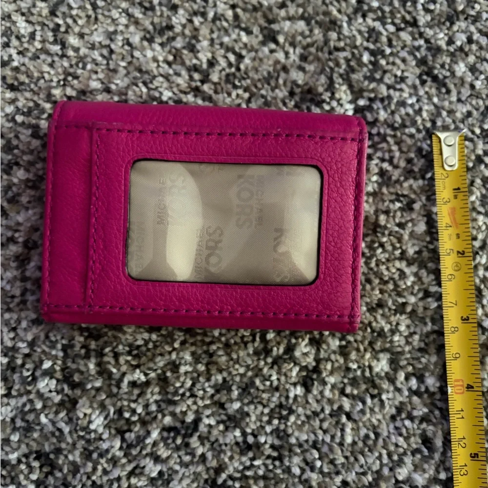 Michael Kors Hot Pink Leather Card Wallet with Gold Plaque